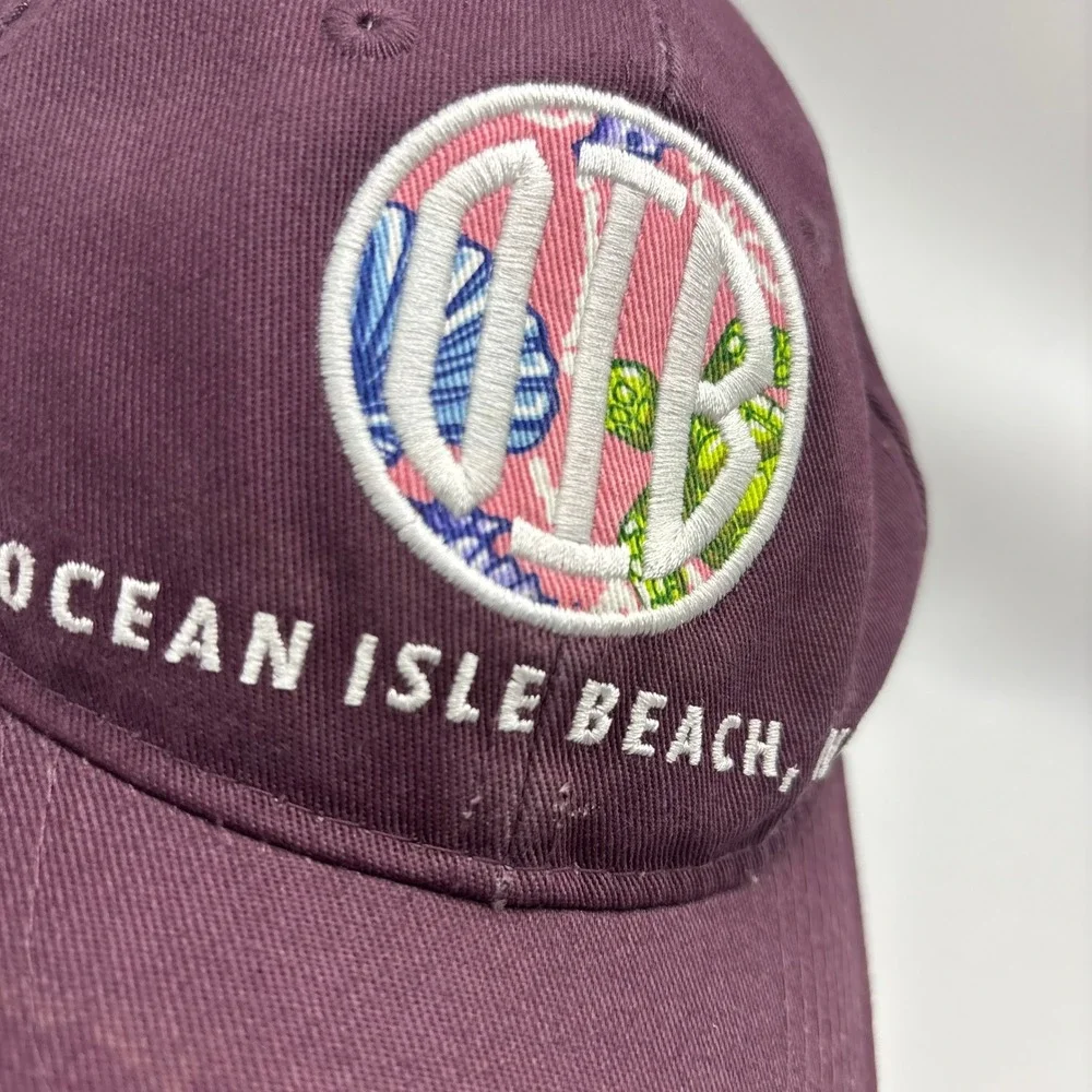 Baseball Cap Saltwater Carolinas OS Maroon Cotton OIB Ocean Isle Beach NC